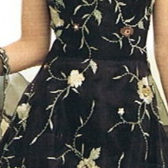 Black Printed Multicolor Flower Gown - Picture 4 of 4